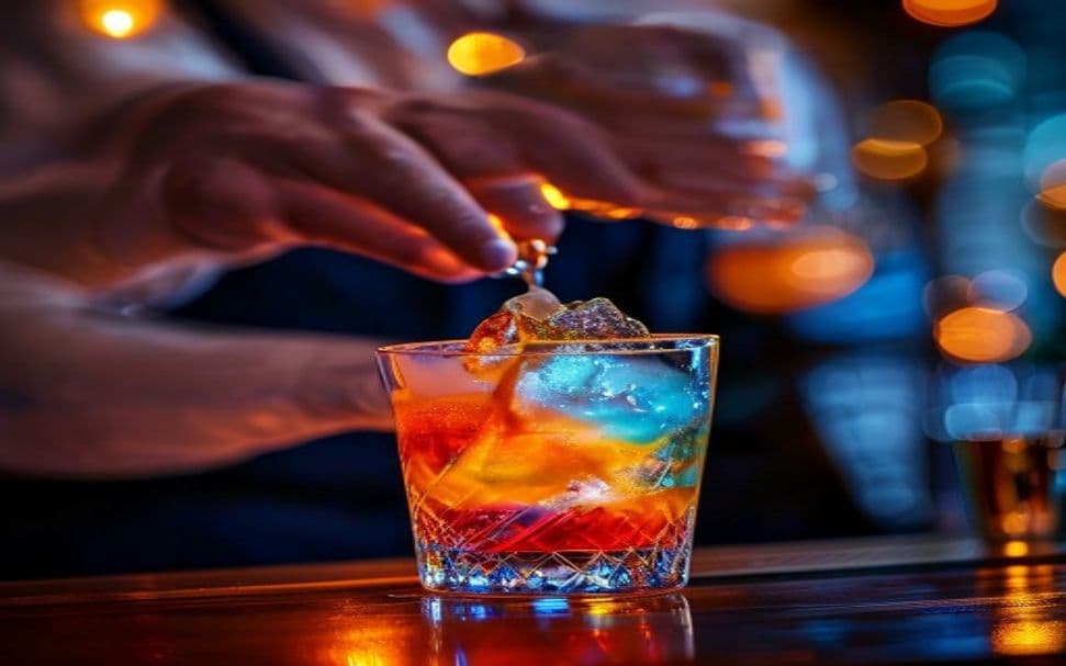 Bartender crafting a cocktail pour