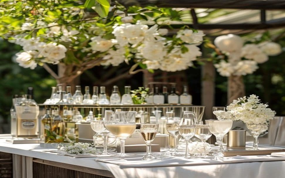 Elegant bar setup with linens